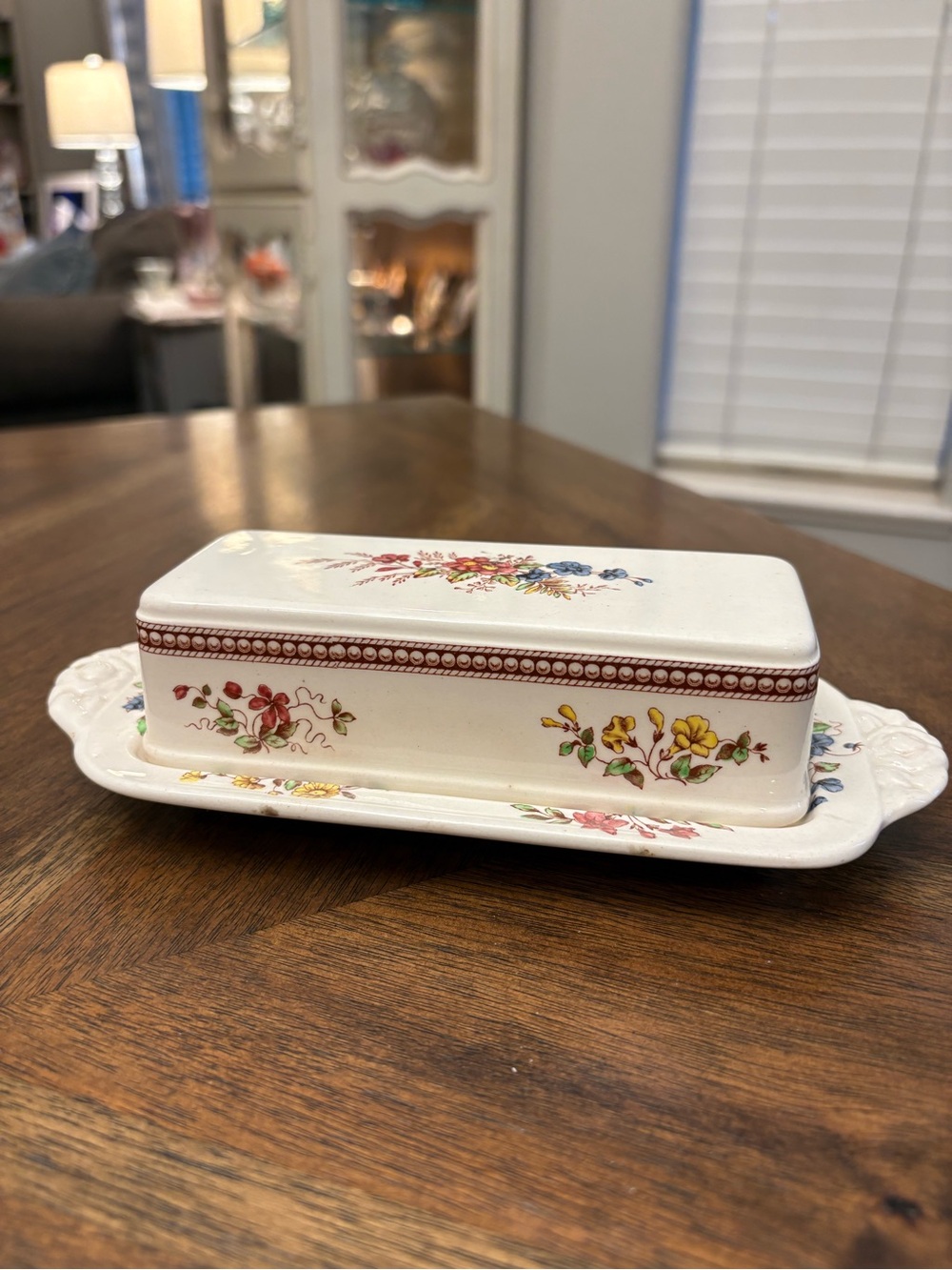 Copeland Spode "Rosalie" Pattern 1/4 Lb Covered Butter Dish